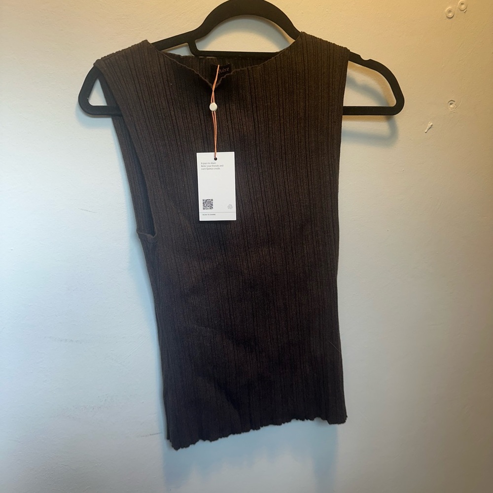 NWT Quince Brown Cotton Cashmere Ribbed Tank
